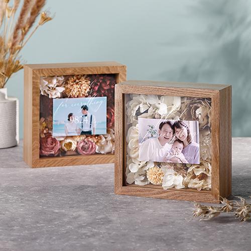 2個でお得　結婚式披露宴ご両親プレゼント　フラワーフォトボックス2個　ホワイトとピンクお選び頂けます