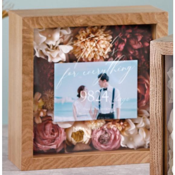 結婚式披露宴ご両親プレゼント　フラワーフォトボックス　モーウ゛ピンク