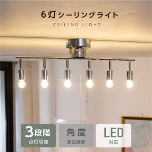 シーリングライト おしゃれ ライト リビング キッチン 8畳 照明 間接照明 北欧 LED 対応 天井照明 スチール 寝室 スポットライト 6灯 lsld-806-sv