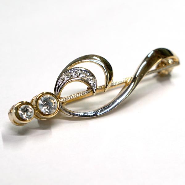 ブローチ ヴィンテージ イタリア製 メタリック クリスタル 木漏れ日