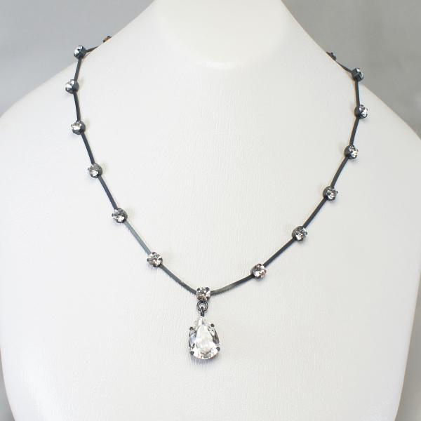 ネックレス ペンダント ドイツ製 スワロフスキー クリスタル 大粒 連爪 しずく クリア