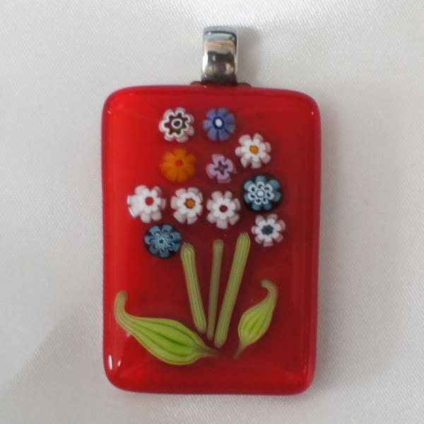 ペンダントトップ ベネチアングラス イタリア製 ミルフィオリ レッド ベネチアンガラス ビーズ レデ...