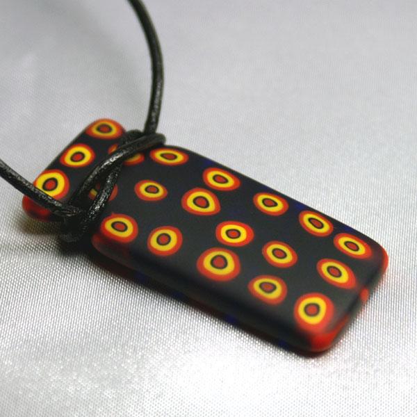 メンズペンダントネックレス　イタリア製ミルフィオーリ　ブラックオレンジ