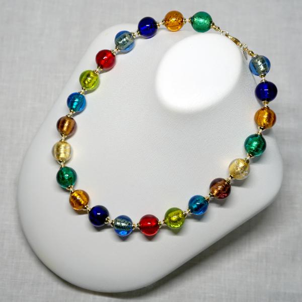ネックレス ベネチアングラス イタリア製 糸結び マルチ9色 ベネチアンガラス