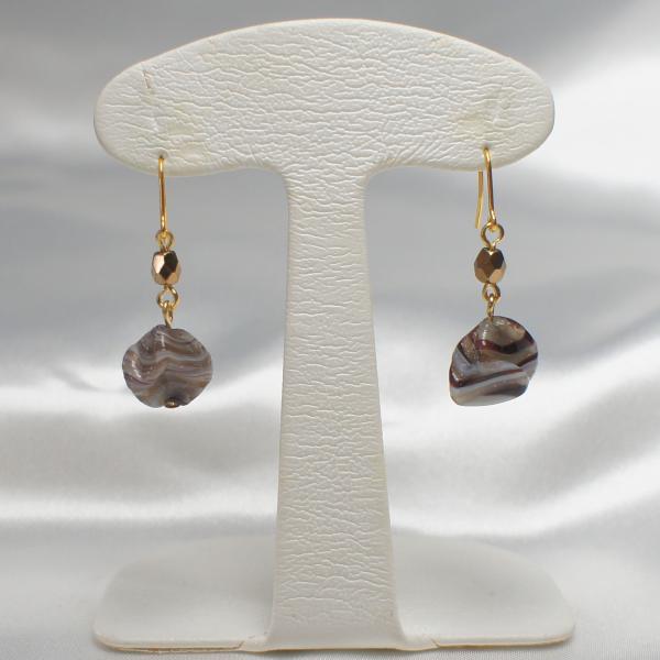 ピアス　イタリア製　ベネチアン　下がり　菱形　グレー