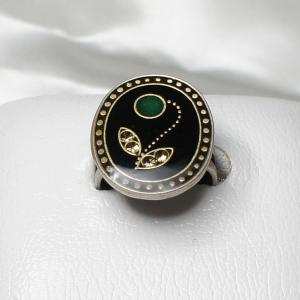 リング イタリア製 七宝 タンポポ グリーン フ...の商品画像