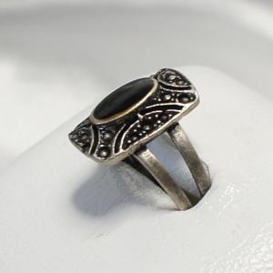 リング イタリア製 七宝 長方形 小 ブラックの商品画像