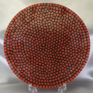 ベネチアングラス 皿 中 直径 105mm ミルフィオーリ 赤系・マルチ