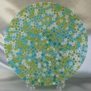 ベネチアングラス 皿 中 直径 105mm ミルフィオーリ 紺 ブルー系