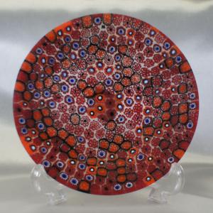 ベネチアングラス 皿 大 直径190mm ミルフィオーリ 水色 グリーン系