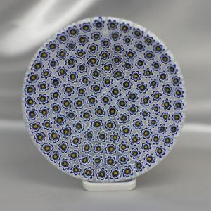 ベネチアングラス 皿 中 直径 105mm ミルフィオーリ 紺 ブルー系