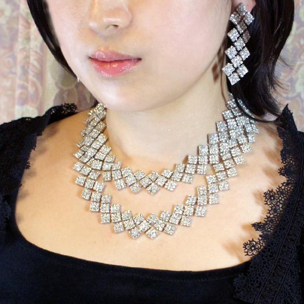 ネックレス スワロフスキー クリスタル スクウェア クリア