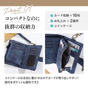 財布 レディース 二つ折り ストラップ付き 小...の詳細画像2