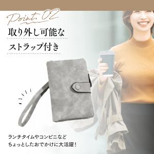 財布 レディース 二つ折り ストラップ付き 小...の詳細画像3