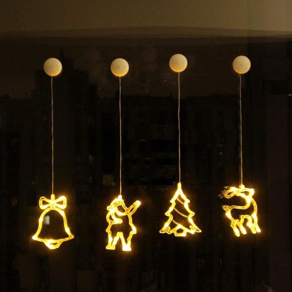 Salcar 吸盤式イルミネーションライト 電池式LEDライト 壁掛けクリスマスオーナメント サンタ...