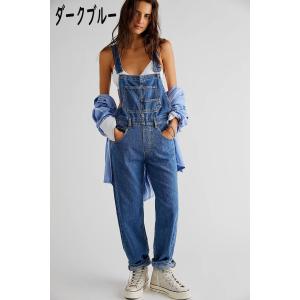 サロペット オーバーオール レディース 黒 デ...の詳細画像3