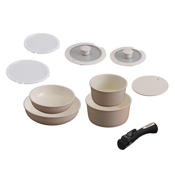 即日出荷 アイリスオーヤマ セラミックカラーパン9点セット 鍋敷き付 CC-SE9N ベージュ IH...