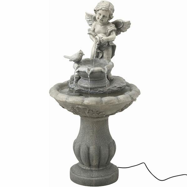 即日出荷 タカショー ソーラーファウンテン 天使と小鳥 STF-02 噴水 オブジェ 沖縄・離島配送...