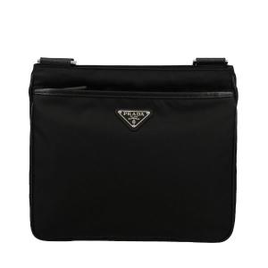 PRADA ブラック レザー ショルダーバッグ プラダ ショルダーバッグ メンズ ブラック PRADA 2VH173 V NOO