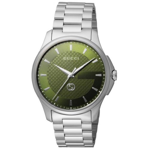 グッチ 腕時計 メンズ グリーン Gタイムレス GUCCI YA126369