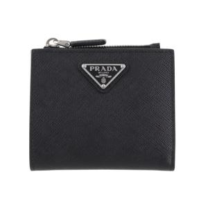 PRADA ブラック 二つ折り財布 サフィアーノ 2つ折り 3角ロゴ プラダ 二つ折り財布 メンズ サフィアーノ トライアングルロゴ