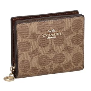 コーチ アウトレット 二つ折り財布 コンパクト財布 レディース シグネチャー ブラウン COACH OUTLET CW789 IMXHE タン/ブラウン