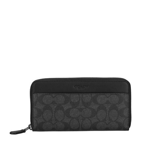 コーチ アウトレット 長財布 メンズ アコーディオン ウォレット・シグネチャー キャンバス ブラック...