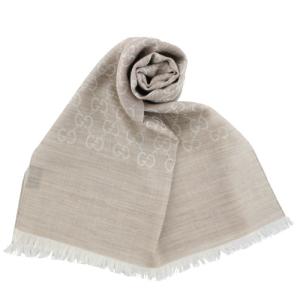 GUCCI（グッチ） ストール ウール シルク GG柄 ショール 薄手 ブラウン