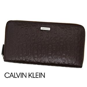 Calvin Klein　カルバンクライン 74287 LEATHER ZIP AROUND WALLET 小銭入れ付 ラウンドファスナー長財布 ブラウン メンズ 男性用 ギフト プレゼント｜sekine