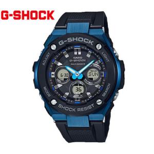 CASIO　G-SHOCK　GST-W300G-1A2JF　カシオ　G-STEEL 腕時計 メンズ Mid Size Series  ブラック×シルバー Bluetooth 電波時計 ソーラー電波 ブラック ブルー｜sekine