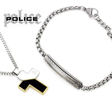 POLICE PO-SET7　ネックレス　ブレスレット　セット　メンズ　アクセサリー クロス MED...