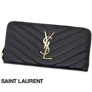 SAINT LAURENT PARIS 　サンローランパリ　358094 BOW01 1000 MONOGRAMME YSL ZIP AROUND 小銭入れ付　ラウンドファスナー長財布　NERO　ブラック×ゴールド金具