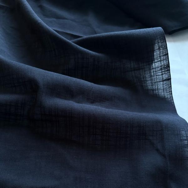 黒無地反物 知多木綿 綿麻スラブ キングサイズ着尺13m幅42cm