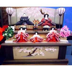 雛人形　二段 ひな人形☆二段五人飾り H2−19x2☆横幅58*奥行35*高さ