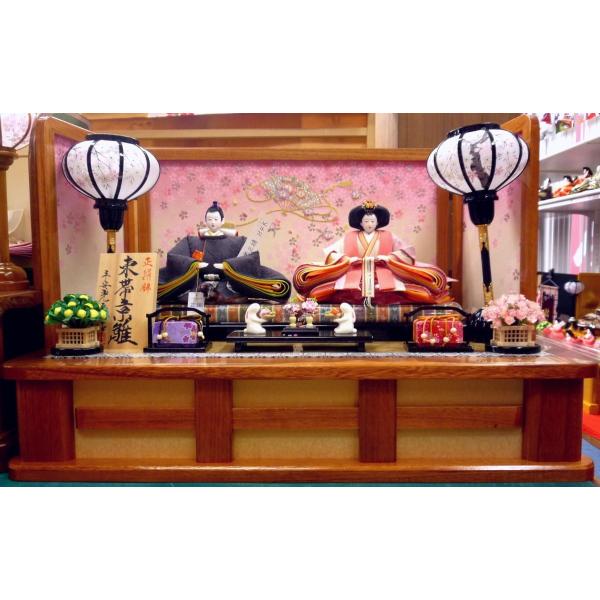 親王飾り ＯＦ６−８０☆横幅８０*奥行４５*高さ５２ｃｍ☆正絹本仕立て衣装着２人飾