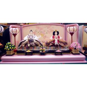 親王飾り ＯＩ５Ｂ−８０☆横幅８０*奥行４０*高さ４０ｃｍ☆暈し染に桜の刺繍を施した衣装着２人飾