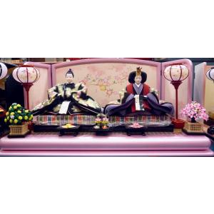 親王飾り ＯＩ５Ｄ−８０☆横幅８０*奥行４０*高さ４０ｃｍ☆手描き京友禅本仕立て衣装着２人飾