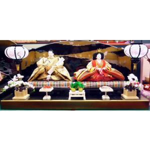 親王飾り ＯＩ６−２７☆横幅８０*奥行４５*高さ４１ｃｍ☆金糸をふんだんに織り込んだ帯地の衣装着２人...