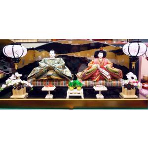 親王飾り ＯＩ６Ｃ−２７☆横幅８０*奥行４５*高さ４１ｃｍ☆金襴地の衣装着２人飾