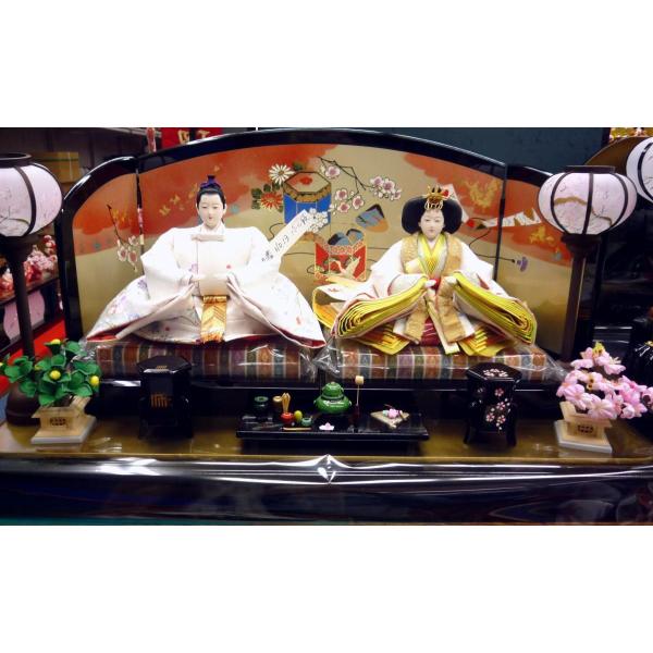 親王飾り ＯＩ８Ｂ−２７☆横幅８０*奥行４４*高さ４２ｃｍ☆パールのように輝く衣装着２人飾