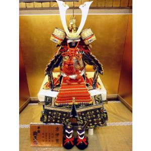 五月人形 久月 鎧平飾り 鎧飾り 高床飾り 金小札 正絹緋縅 15号 長鍬形