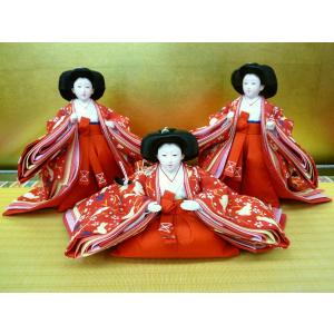 ひな人形3人官女単品☆小〜中の小サイズ☆芥子2504(小道具付き