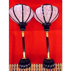 雛まつり☆ぼんぼり単品☆木製絹張雪洞コードレス京菊灯ピンク桜13号