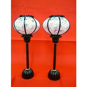 雛まつり☆ぼんぼり単品☆木製絹張雪洞菊灯コード式特大16号(高さ