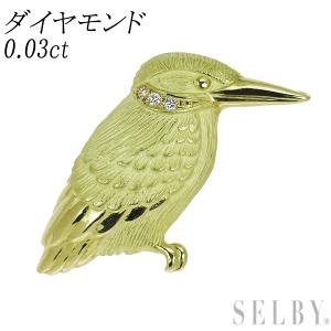 K18YG ダイヤモンド ピンブローチ 0.03ct 鳥 出品3週目 SELBY｜selby-yshop