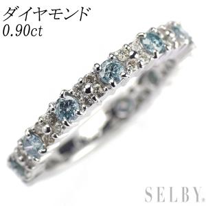 K18WG トリートブルー/カラーレス ダイヤモンド リング 0.90ct セミ  