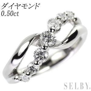 希少 Pt900 天然グリーンダイヤモンド リング 0.506ct FG VS1 D1.42ct  