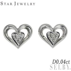 STAR JEWELRY スタージュエリー K18WG ダイヤモンド ピアス 0.04ct  