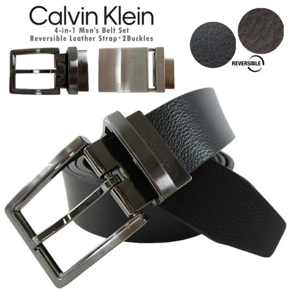 Calvin Klein カルバン・クライン リバーシブルベルトセット LEATHER 本革 牛革 ...