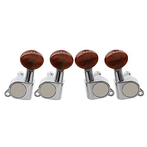 Musiclily 2L2Rウクレレペグ 4弦ウクレレ用、クローム レッドパールボタン